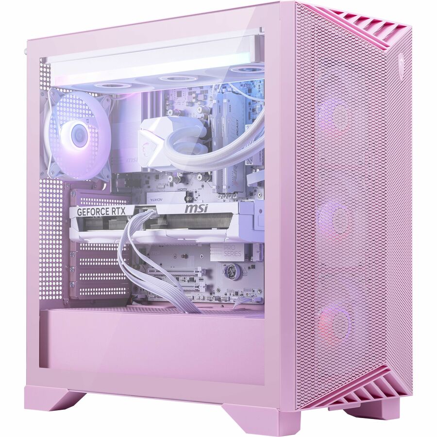 MSI Aegis ZS2 C9NVV-2255US Gaming Desktop PC - AMD Ryzen R9-9900X, GeForce RTX 5080 White, 32GB DDR5, 2TB NVMe SSD, Liquid Cooling, Windows 11 Home, Pink