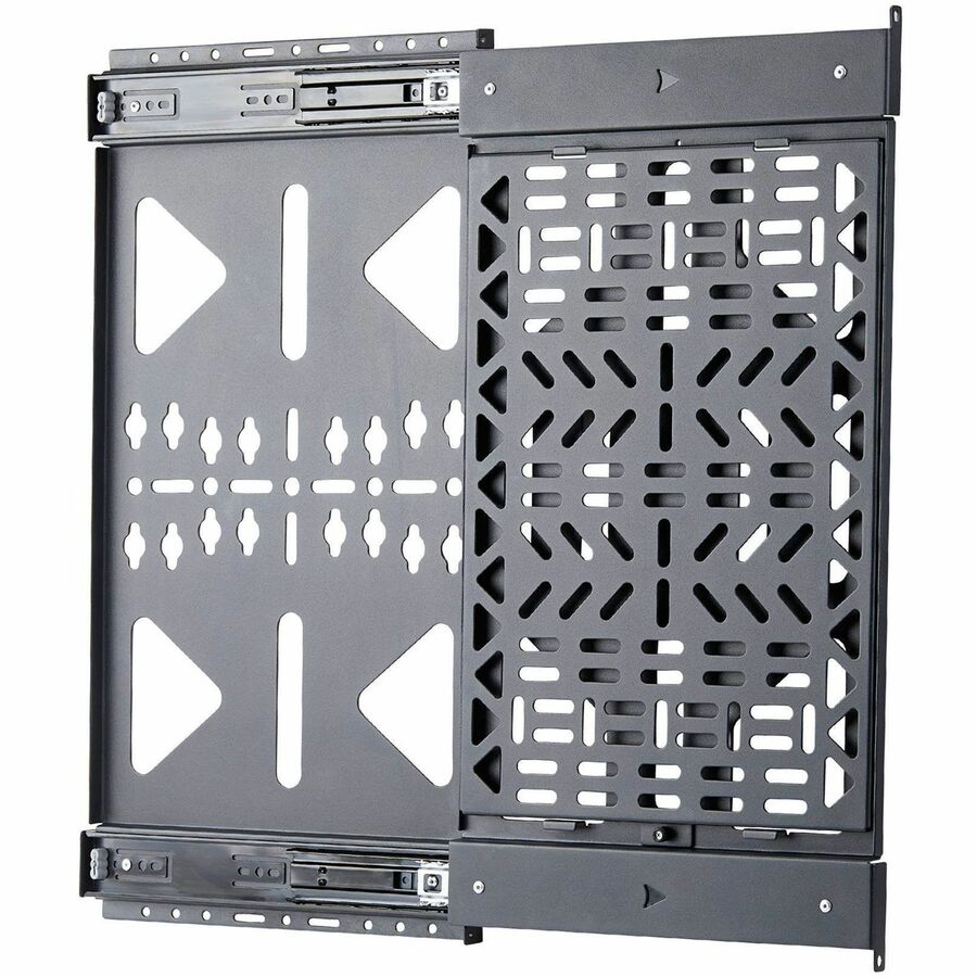 StarTech Slide-Out AV Component Storage Panel, Cable Box and Accessories Mounting, Up to 22lb (10kg), Slim Behind-TV Media Wall Mount