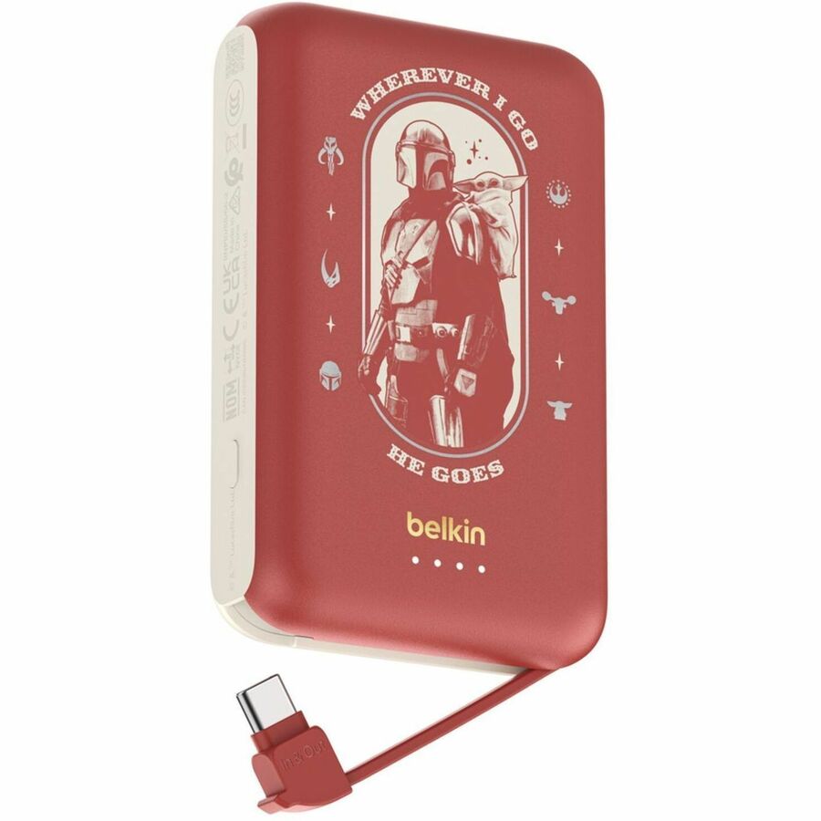 Belkin BoostCharge Power Bank 10K with Integrated Cable, The Mandalorian & Grogu